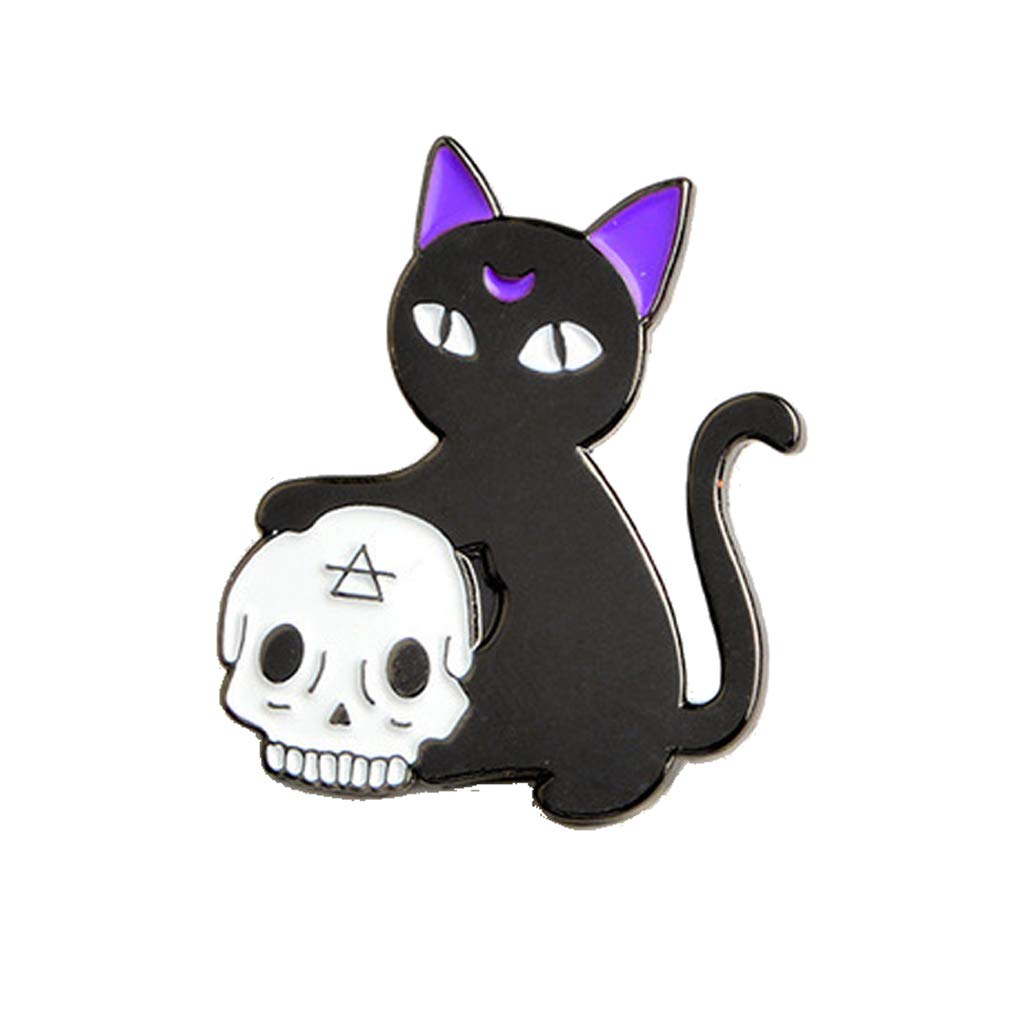 Koobysix Creative Brooches Happy Halloween Gothic Jewelry Witch Hand Magic Crystal Ball Skull Cat Brooch Pins for Women Girl Men Gifts Decoration Jewelry Pin Brooch Denim Dress Jacket Bag Ornaments