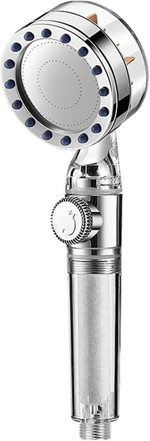Propeller Driven Turbo Charged Spinning Shower Head Handheld Turbocharged Pressure Shower with Filter and Adjustable Switch