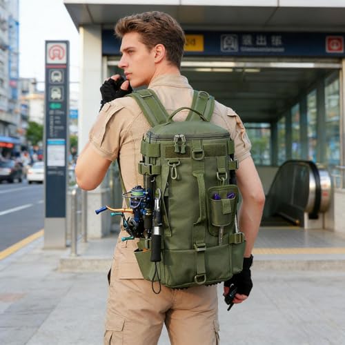 Sac à dos de pêche imperméable multi-poches avec compartiments de rangement pour leurres - 5