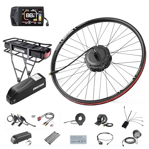 Varstrom 500W/750W E-Bike Umbausatz – 48V 448 U/min Hinterrad-Nabenmotor mit verbessertem Controller, LCD-Display, PAS-Sensor & optionalem Akku – Ebike Umbausatz Set für Stadt- und Mountainbikes