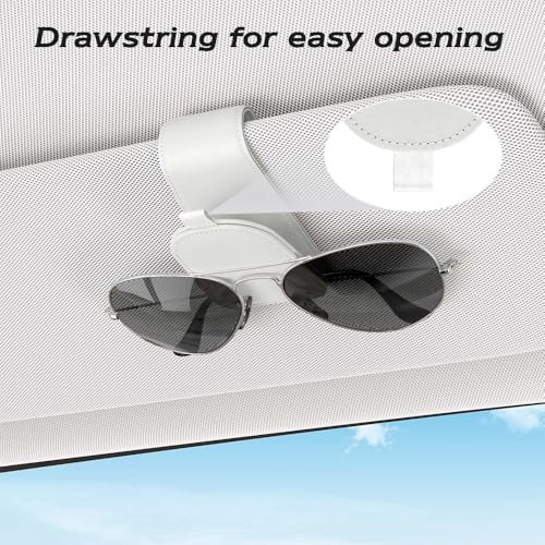 Image of Sotfamily Sunglass Holder for Car Visor, White, 2 Packs | Suede Cloth, Magnetic, Organizer for Car Accessories