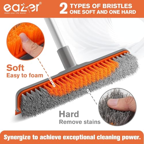 image for Eazer Floor Scrubber Brush, 2-in-1 Deck Scrubber Brush with Long Handl