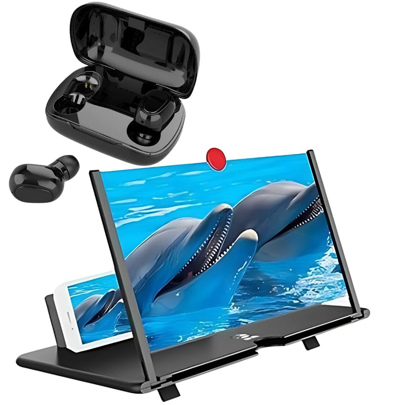 Drumstone 𝐂𝐨𝐦𝐛𝐨 C902-10'' Screen Magnifier for Cell Phone - HD Enlarger for Movies & Videos with Stand Holder and Bluetooth Earbuds with Touch Sensor(𝟏𝟓-𝐘𝐞𝐚𝐫 𝐖𝐚𝐫𝐫𝐚𝐧𝐭𝐲)-image-27