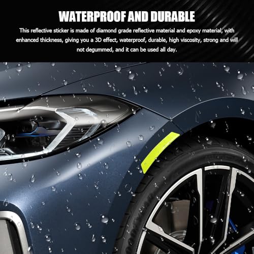 Image of 2PCS Car Reflective Trim Side Marker Stickers, Side Reflectors for Car, Anti-Collision Automatic Bumper Fender Stickers, Auto Exterior Accessories Reflector Guard Fit Cars (Green, 2PCS)