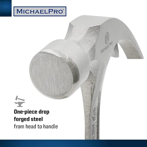 Miniatura 3 de MichaelPro Martillo de garra de 20 onzas, martillo curvado sólido de acero resistente de una pieza, diseño de mango que absorbe los golpes, agarre