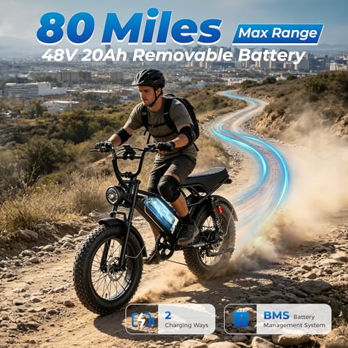 Image of Jasion Electric Bike for Adults & Teens, 2000W /3000W Peak E Bike, Up to 55-90 Miles Range Electric Bicycle, 48V /52V Battery, 16 inch /20 inchx4.0 inch Fat Tire E-Bike, Full Suspension Ebike for Beach,Mountain,Road