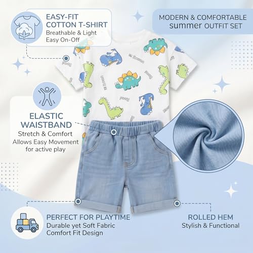Image of Krishn Creations Kids Clothes for Boys | Cotton Printed Half Sleeve T-shirt and Shorts Baby Boy Dress | Casual Wear Kids Clothes