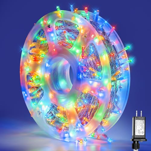 MYGOTO Xmas Lights String Lights 500 LED 165feet 8 Modes Plug in String Lights 30V Fairy Lights Home Garden Party Wedding Xmas Tree Bedroom Window Curtain Decoration(Multicolor)