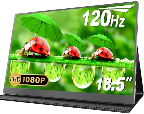 MOMODS 18.5 Inch Portable Monitor - 120Hz 1080P FHD Portable Gaming Monitor Second Screen for Laptop with IPS HDR USB-C & HDMI Travel Monitor with Speaker VESA Compatible