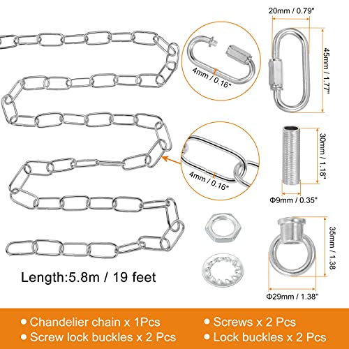 PATIKIL 19 Feet Lighting Chain for Hanging Lamp Chandelier Chain Light Fixture Chain Load Capacity 65 Lbs for Pendant Light Ceiling Fan - Image 2