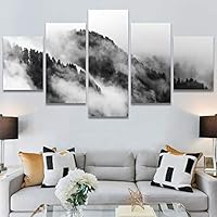 SIGNWIN 5 Panel Canvas Wall Art Foggy Scenery for Home Decorations Ready to Hang - 60