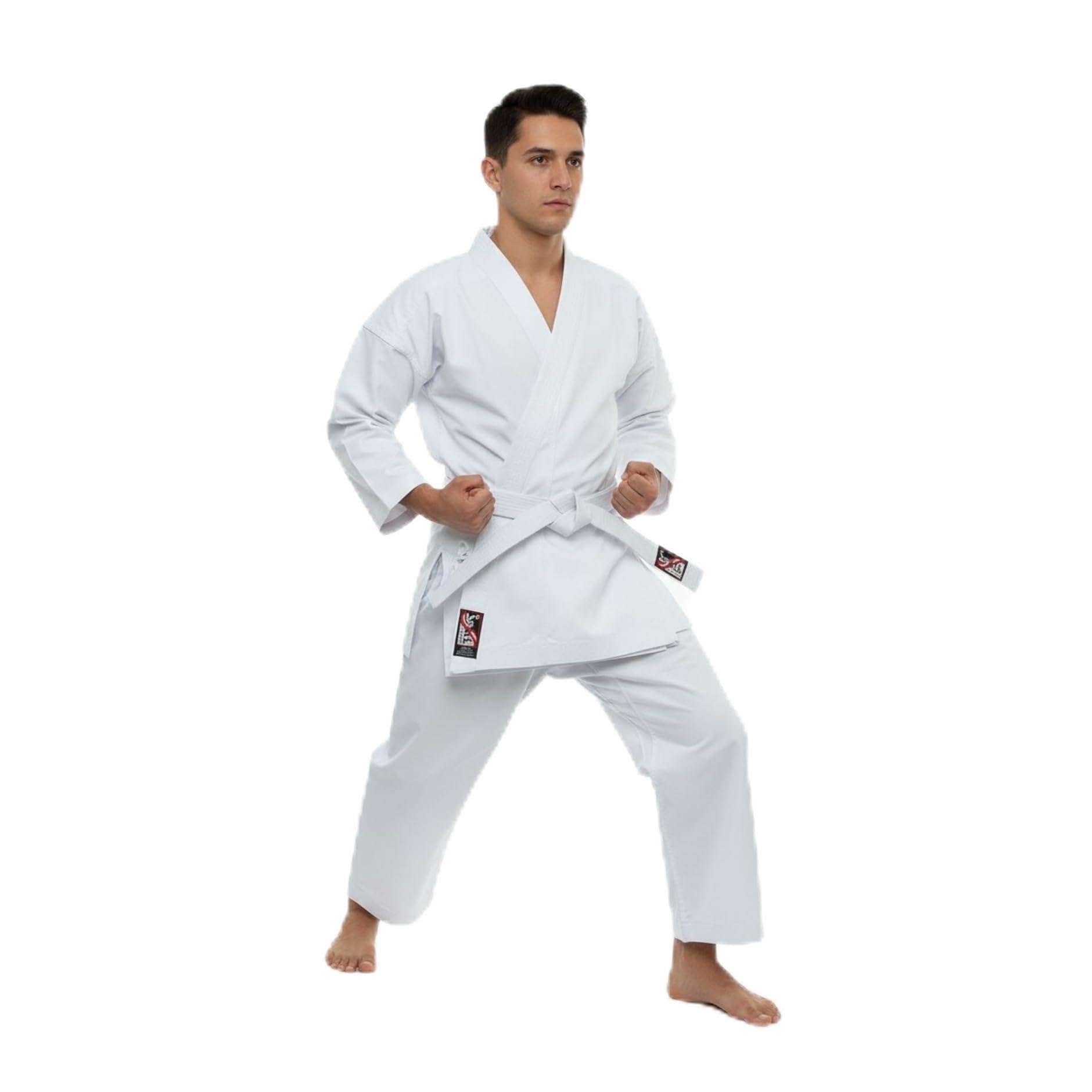 Karate Suit White Colour for Kids Men and Women Available in Many Sizes Lightweight Karate Uniform V-Neck for MMA Kickboxing Karate School Academy Training and Fight (White, 7)