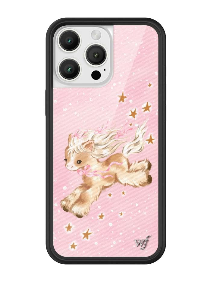 Image of Wildflower Cases - Compatible with iPhone 16 Pro Max | Protective Black Bumper, 4ft Drop Test Certified, Women Owned Small Business | Girls Pastel Pink Horse Aesthetic Cute Trendy | Pony Dreams