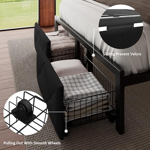 iPormis Queen Bed Frame with Storage & Charging Station - Image 5