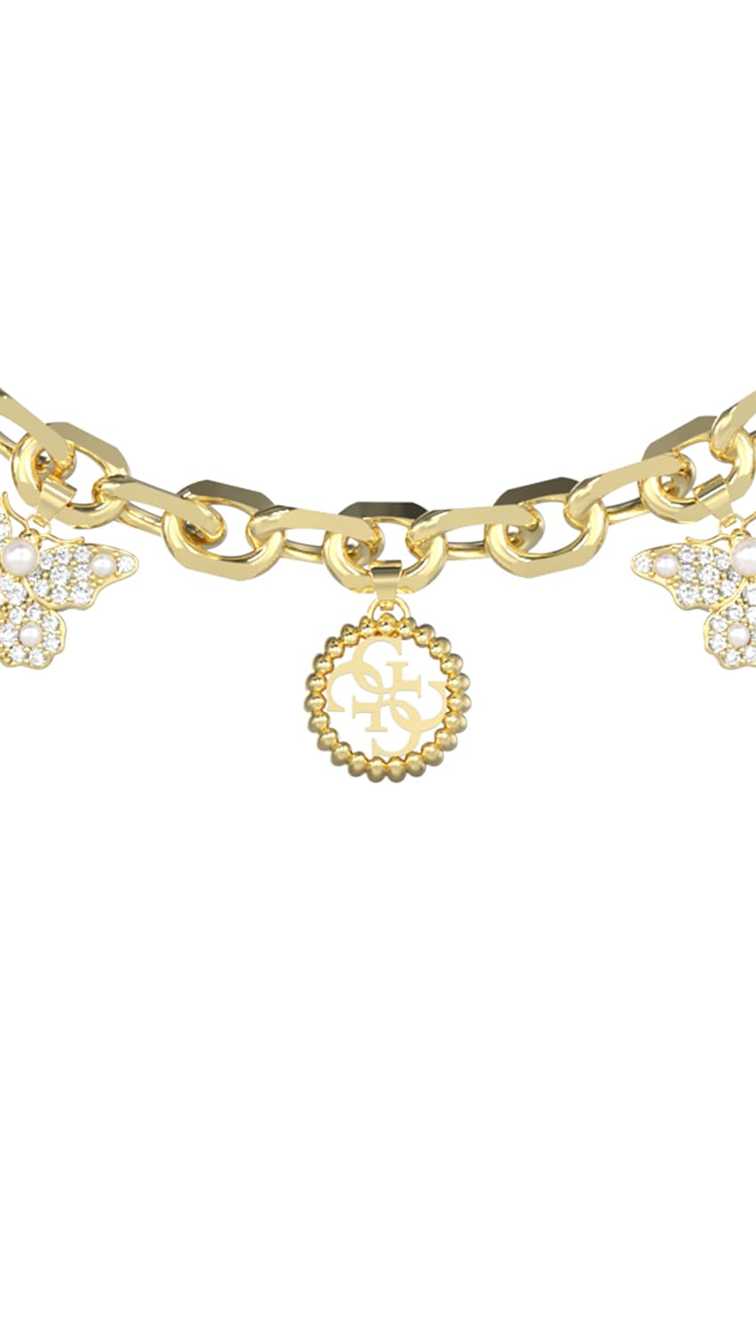 GUESS braccialetto Borboleta Borboleta & 4G Charm Bracelet Yellow Gold dorato