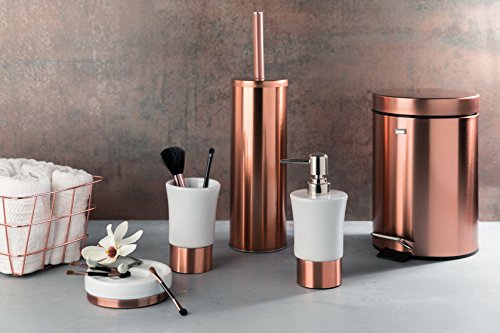 Axentia-Riga-3-L-Cosmetic-Lid-Rubbish-Pedal-Bin-for-Bathroom-and-Toilet-Metal-CopperBlack-17-x-17-x-245-cm