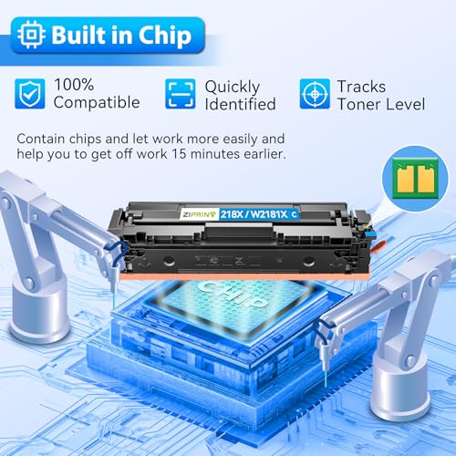 ZIPRINT 218X Toner Cartridges 4 Pack with Chip W2180X 218A 3301fdw 3201dw - Image 4