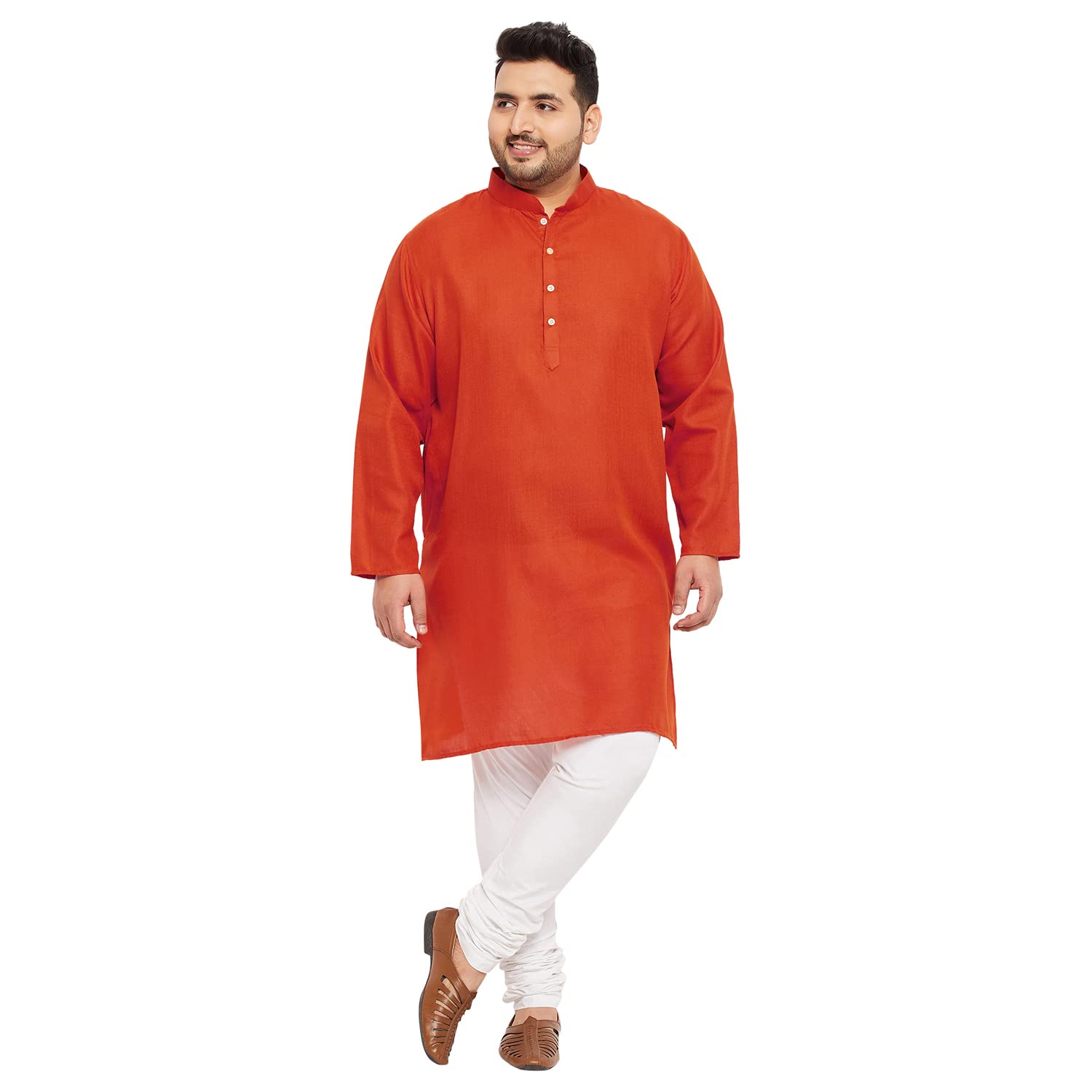 Bigbanana Plus Size Men's Regular Fit Kurta (Ullas-Orange,Orange,5Xl)