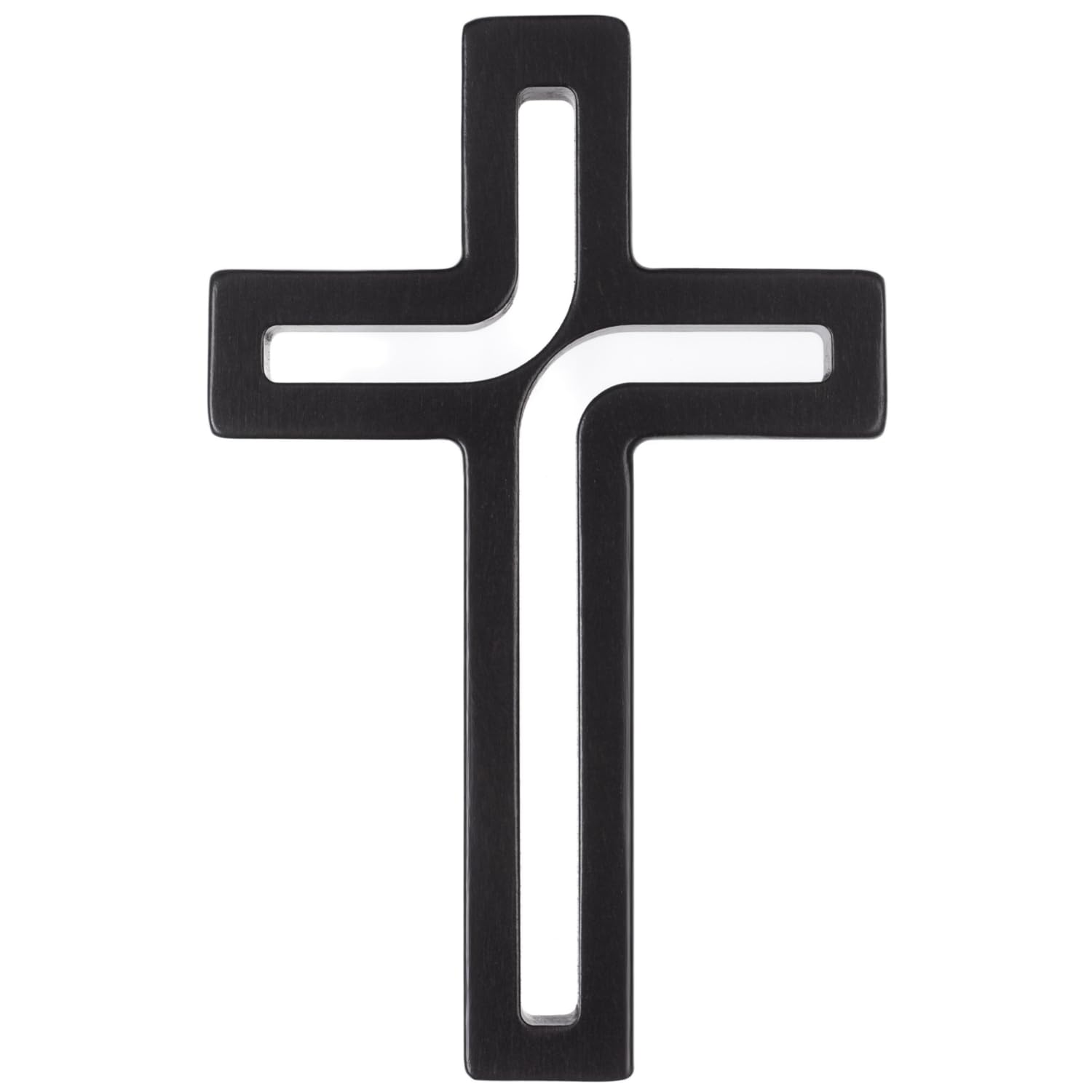 Drewniane Krzyże Hängendes Kreuz aus Buchenholz Modern Wandkreuz Kruzifix Glatte Oberfläche Hängend Holzkreuz (Schwarz, 18x12x1,5cm)