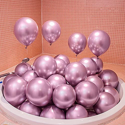 Image of 30pcs Chrome Balloons, Purple Pink Chrome Metallic Balloons for Birthday, Anniversary, Engagement, Wedding, Baby Shower, Princess Party Decorations (30 Pcs, Purple Pink ch)