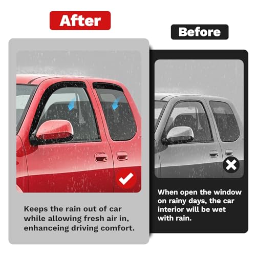 Image of Canvcle Tundra Rain Guards - Window Visors for Toyota Tundra Extended Cab /Access Cab 2000-2006, Outside-Mount Tape-On Side Window Wind Deflectors for Tundra Accessories, Vent Visors Shades Rainproof