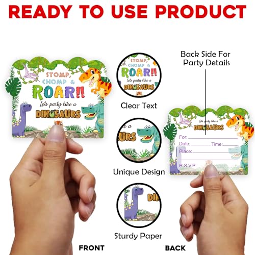 Image of Party Propz Birthday Invitation Cards - 25Pcs,Childrens Birthday Invitation Cards|Jungle Theme Invitation Card For Birthday Boy,Girl|Dinosaur Invitation Cards For Kids Party|Happy Birthday Invites