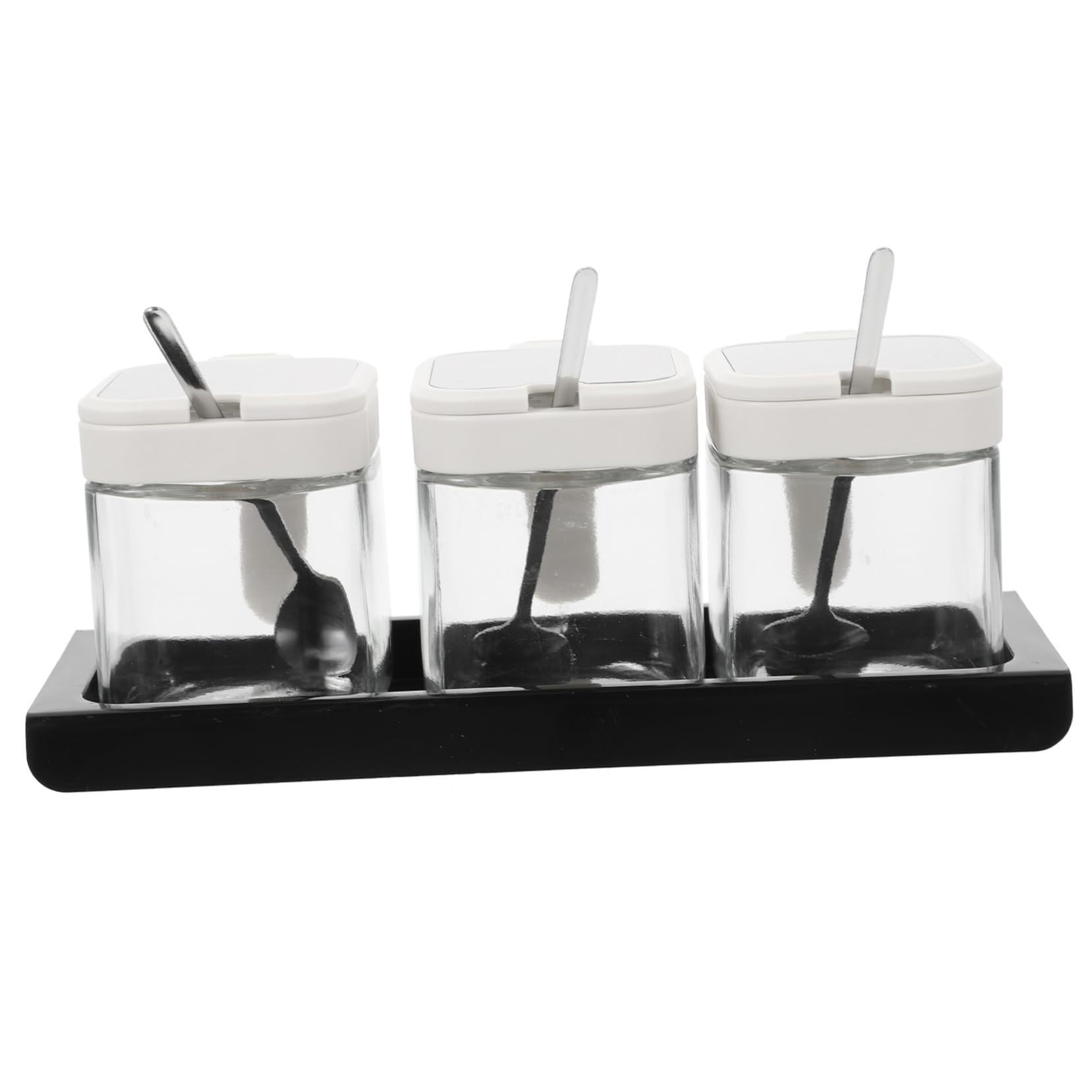 Set de Récipients à Épices Pot à Condiments Lot de 3 S et Verre Transparent 255ml avec Couvercle, Cuisine, Barbecue et Camping