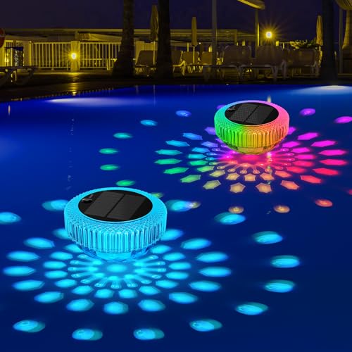 VICHTOP Solar Floating Pool Lights - 2 Pack RGB Color Float Pool Lights IP68 Waterproof Pool Decor Lighting Accessories for Inground Above Ground Pools Outdoor Garden
