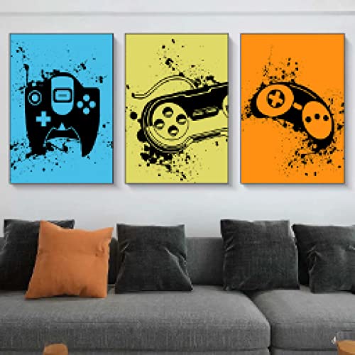 Art toile peinture jeu abstrait affiche moderne decoration maison et tableau triptyque manette