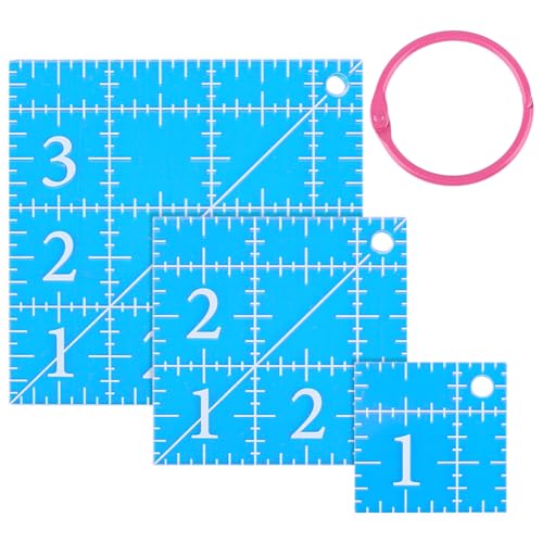 DELORIGIN 3Pcs Quilting Acrylic Template, Square Fabric Cutting Ruler(1.5