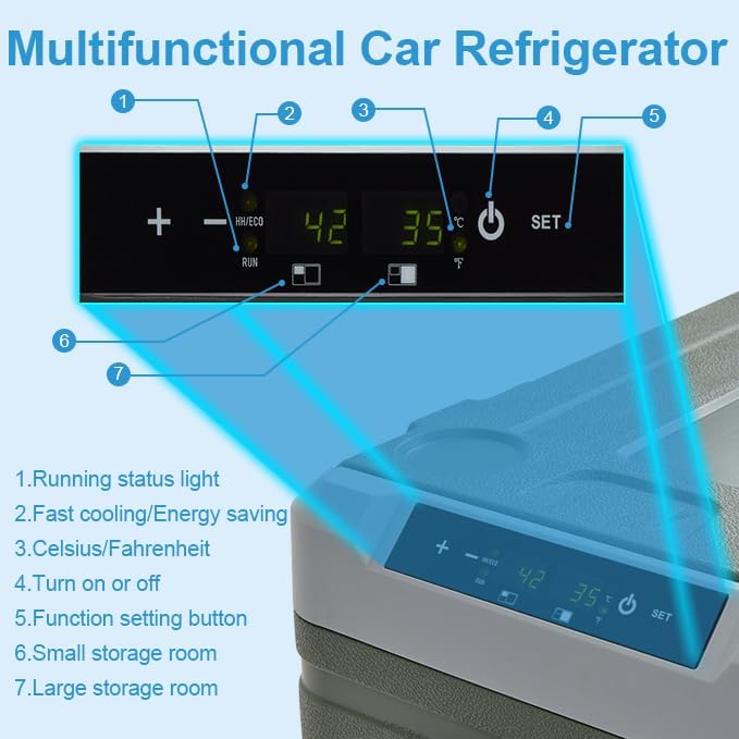 Miniatura 6 de Refrigerador portátil de 12 V, enfriador eléctrico de 48 cuartos (45L) con 1224 V CC y 110-240 V CA, -4   68 , refrigerador de coche de doble zona