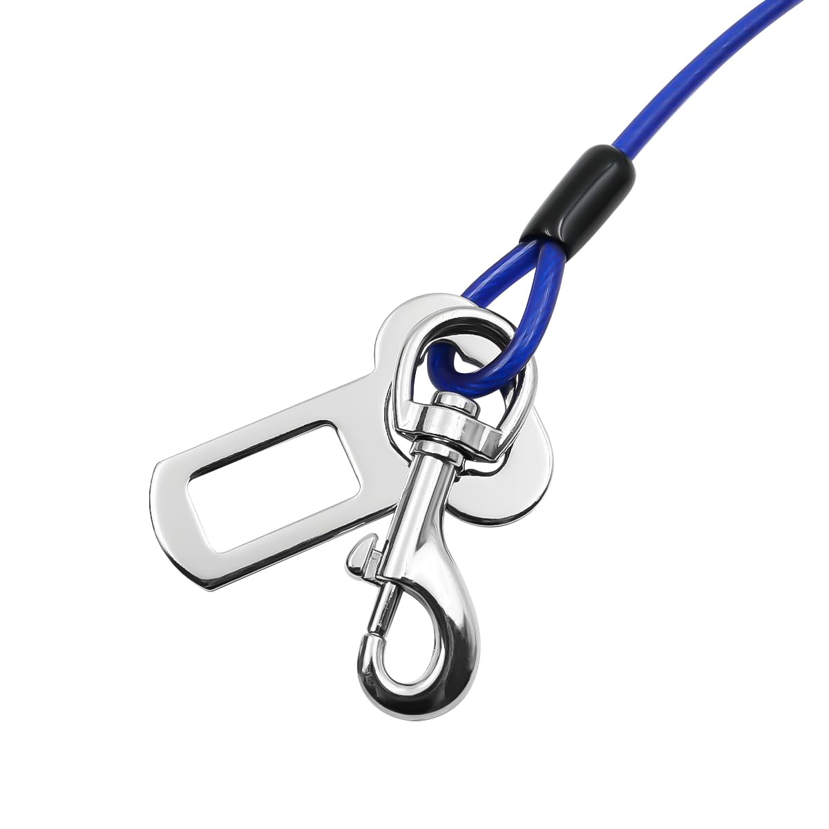 Dog Car Harnesses, Dog Seatbelt Of Coated Wire Leash Safety Restraint, No Chew Tether Cable Vehicle Dog Accessories, Double Clips & Latch Attachment (2 Pcs Black, 40inch/100cm - View #3