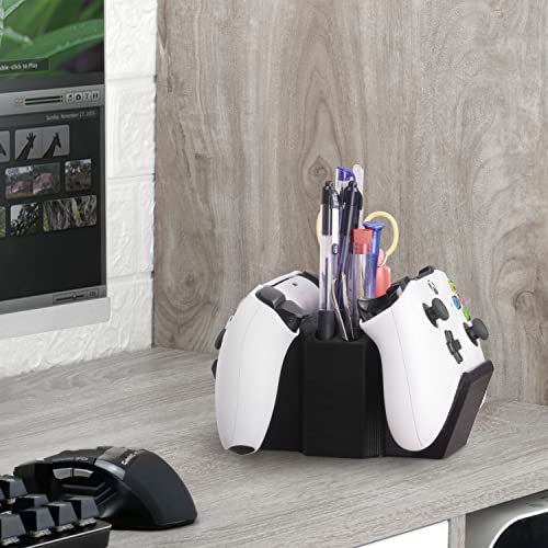 Image of Game Controller Holder & Desktop Pen Organizer Stand With Ten Slots for Pens, Pencils, Stationery, Craft Tools & More - Universal Design for PS5 XBOX SERIES X ONE PS4 SWITCH PC Gamepads - D05 - Black