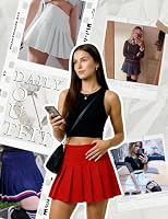 Dressystar Damen Dehnbar Informell Faltenrock Mädchen Hohe Taile Sport Basic Minirock Rot M – Ansicht 5