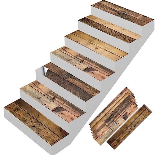 Pegatina De Escalera con Textura De Madera, 7 Unidades/Juego, Autoadhesiva De PVC para Suelo, Papel Tapiz De Escalera Impermeable DIY para Decoración del Hogar