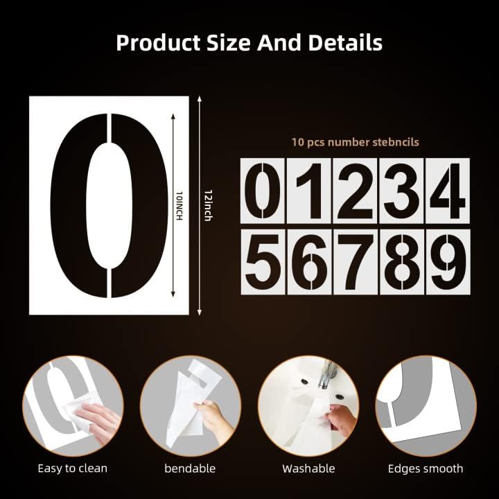 Miniatura 2 de Plantillas de números grandes de 12 pulgadas, plantillas de números grandes reutilizables, plantillas digitales de plástico, plantillas para tartas,