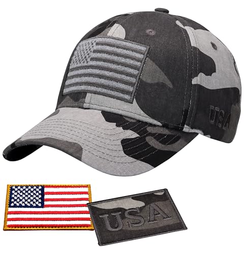 Image of Antourage American Flag Unisex Baseball Hat for Men and Women | USA Flag Mesh Snapback Flat Visor Cap + 2 Patriotic Patches