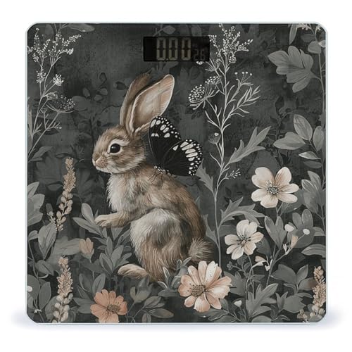 Báscula digital de baño Flores y Conejo 26x26 cm miniatura 1