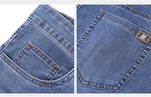 Men Summer Thin Loose Straight Jeans Comfortable Stretch Denim Trousers3