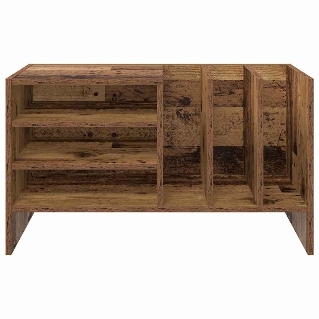 Armadio per dischi in legno anticato, 78,5 x 35 x 45 cm, con 6 ripiani, scaffale versatile per vinile, CD, DVD, HiFi, mobili multimediali, soggiorno, salvaspazio e robusto