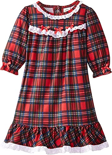 Little Me Girls' Toddler Christmas Plaid Pajamas (8, Red Plaid)
