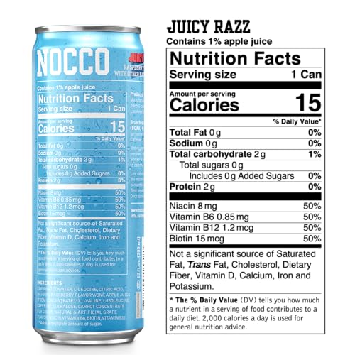 Image of NOCCO Zero Sugar Energy Drink, Variety Pack - 12 Fl Oz (12-Pack) - 180 mg Caffeine, Sugar-Free, BCAAs - Branched Chain Amino Acids, Carbonated, Low Calorie, B Vitamins, Grab & Go Performance Beverage