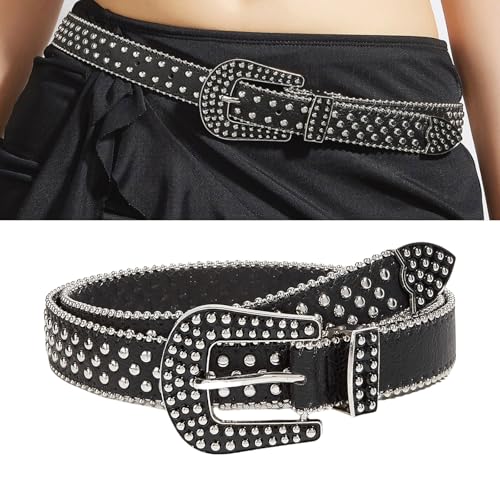 Rivet Studded Pin Buckle Belt Adjustable Pants Belt Women Men Cool Waistband Punk Styles Daily Streetwear Waist Decors2