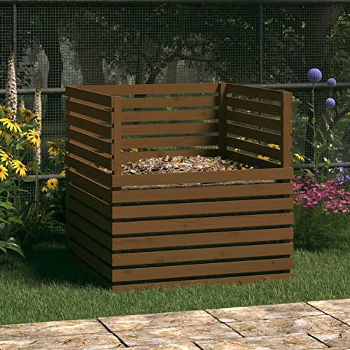 Xichuzi Compostador de Madera Maciza de Pino marrón Miel 100x100x102 cm, Compostadora Organica Jardin, Vermicompostador, Composteras Huerto, Compostera Domestica