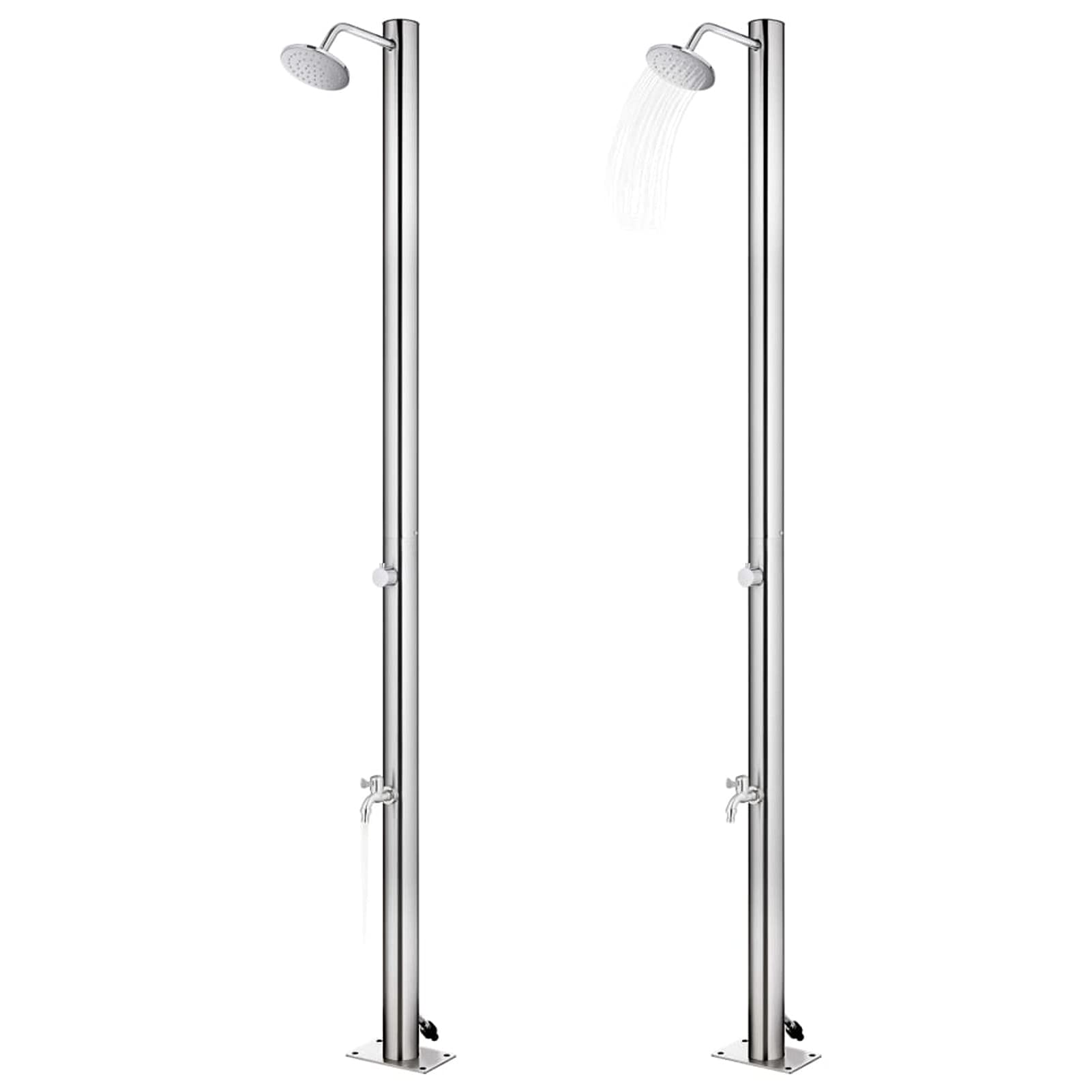 ZHOUMIN Ducha de jardín con Base, Duchas Exterior Piscina, Ducha Terraza, Ducha para Patio, Ducha Exterior Jardin, Gris 220 cm Acero Inoxidable