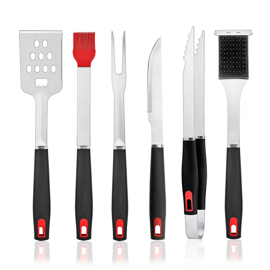Outdoor BBQ 6-piece Set BBQ Stainless Steel Baking Fork Shovel Clip Baking Tool Cleaning Brush Set