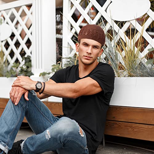 Image of Boyiee Kufi Hat for Men Muslim Knit Kufi Cap Crochet Beanie Skull Beanie African Hat for Men Women