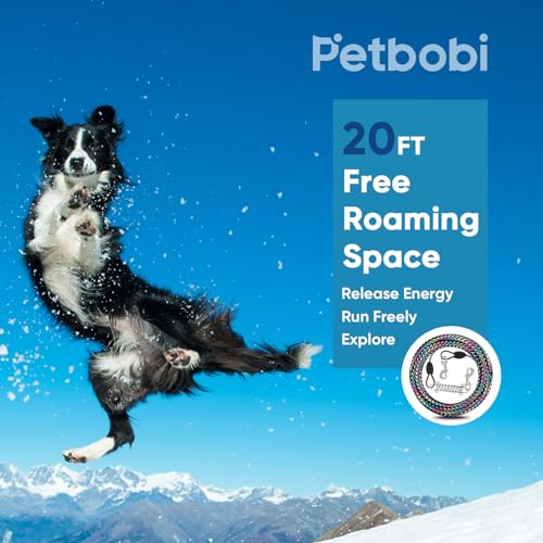Petbobi 20 ft Dog Tie Out Cable - Reflective Dog Tether for Yard, Camping, Park - Outdoor Leash with Heavy Duty Buffer Spring - Training Tether for Medium Dogs Up to 60 Pounds, Color Gradient - Thumbnail 5