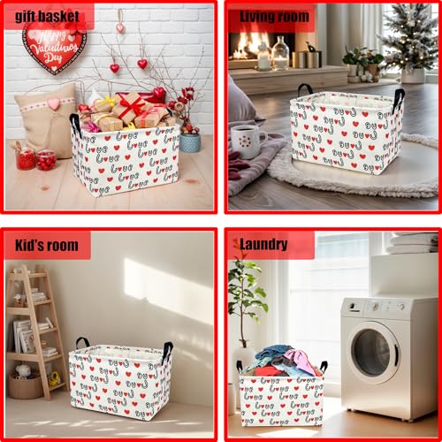 Image of Cute Heart Valentine's Day Basket for gifts empty Storage Basket for Kid and Baby Room Decor (Love Red Heart)