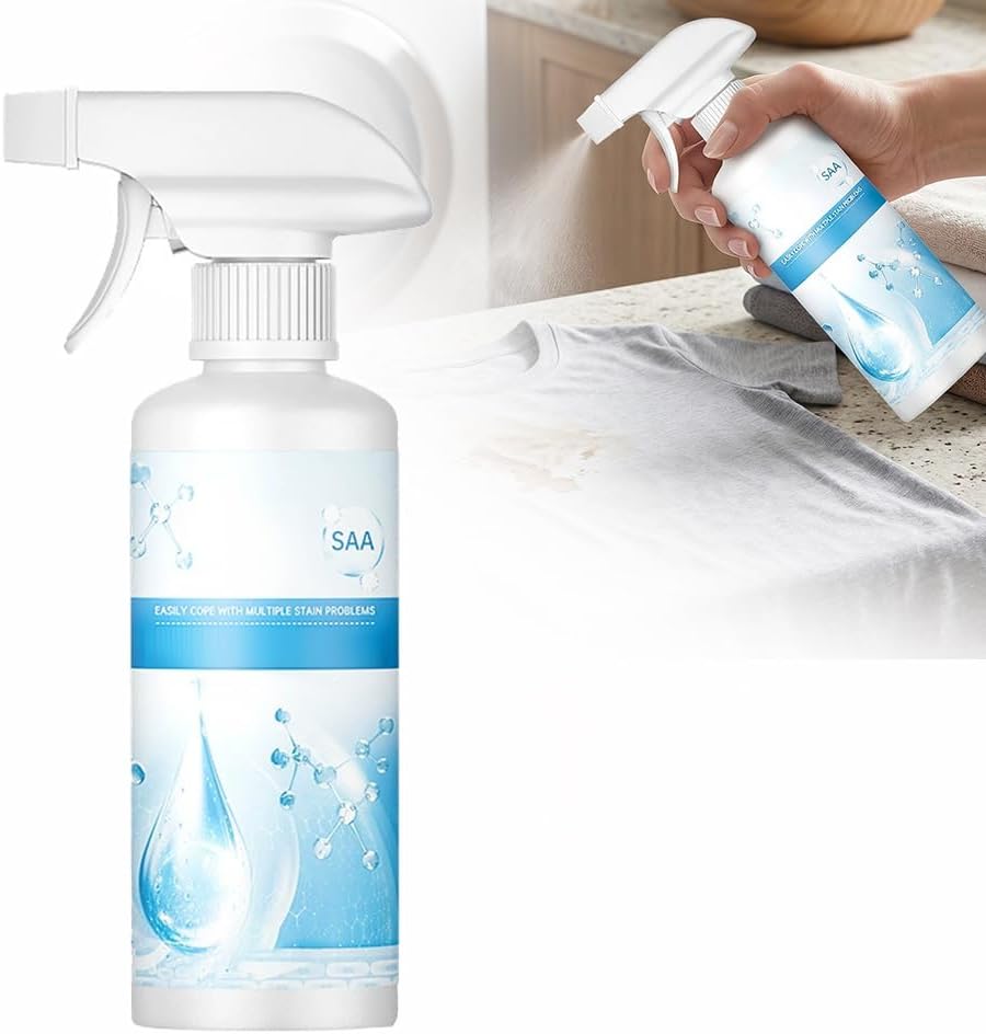 Clothing Emulsifier Stain Remover Spray for Clothes Laundry, Non-Ionic Fabric Cleaner for Oil & Grease Stains, Portable Stain Remover Spray for Travel Home Office Emergency Use (5pcs)